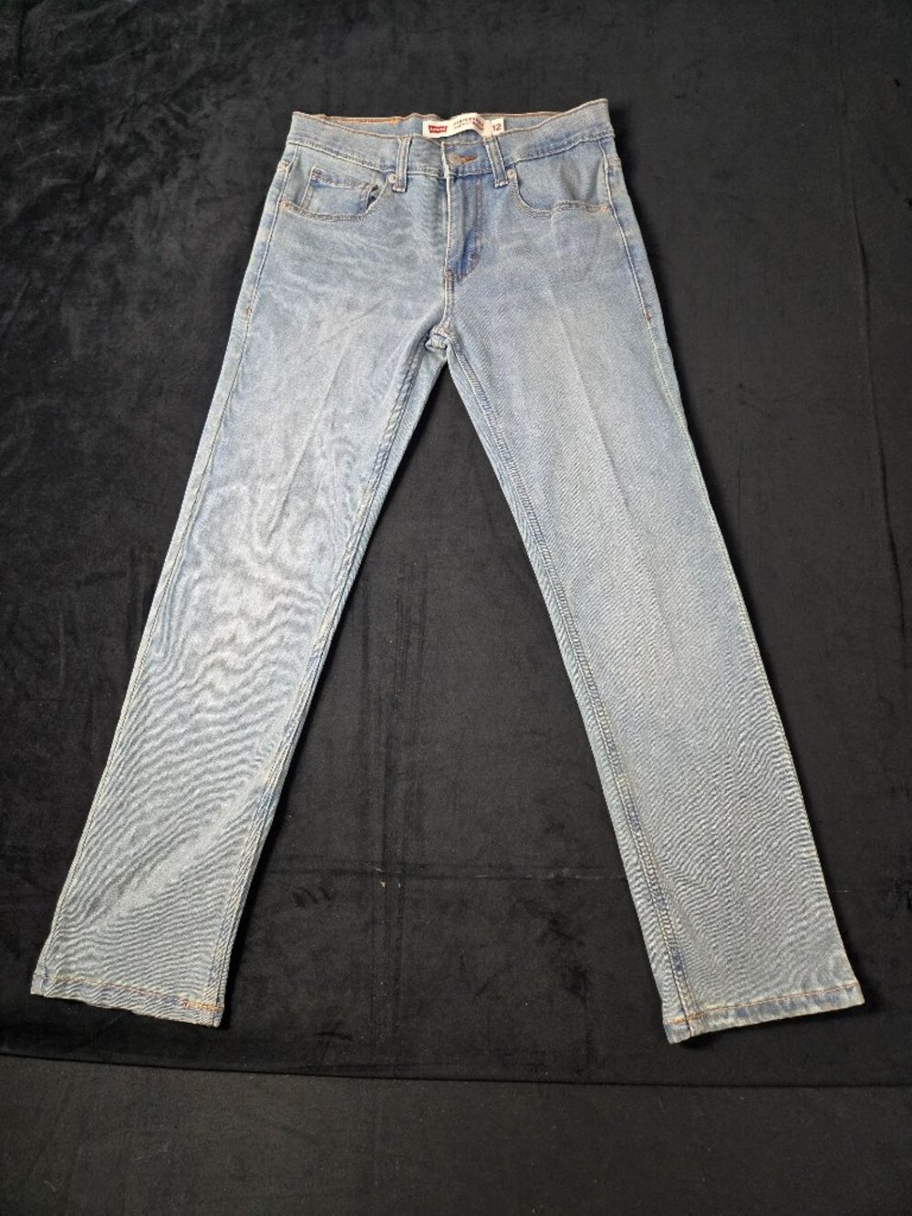 Levi's 514 Boys Size 12 Light Wash Straight Jeans Adjustable Waist